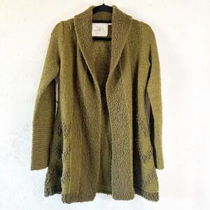 Anthro Angels of the North Cardigan Wool Blend Sweater Green Womens Medium